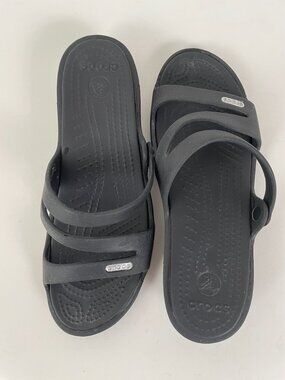Women's Crocs Patricia Wedge Slides, Black Size 7